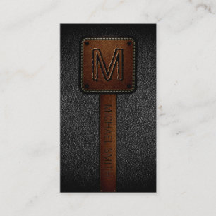 Carte De Visite Monogramme Black Leather Look