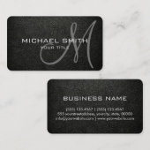 Carte De Visite Monogramme Black olive cuir look (Devant / Derrière)