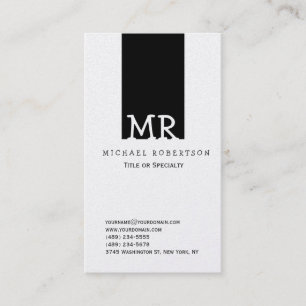 Carte De Visite Monogramme Black Stried Clean Consultant