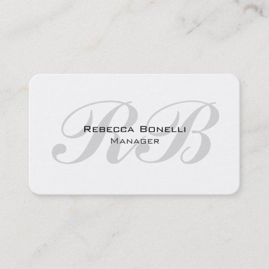 Carte De Visite Monogramme blanc arrondi Gray Manager unique (Devant)