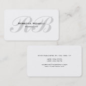 Carte De Visite Monogramme blanc arrondi Gray Manager unique (Devant / Derrière)