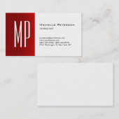 Carte De Visite Monogramme blanc blanc rouge clair professionnel m (Devant / Derrière)