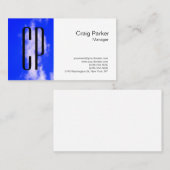 Carte De Visite Monogramme blanc bleu ciel moderne (Devant / Derrière)