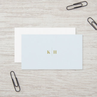 Carte de visite Monogramme blanc bleu pâle minimal