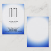Carte De Visite Monogramme blanc bleu simple (Devant / Derrière)