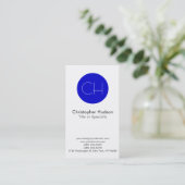 Carte de visite Monogramme Blanc Cercle Bleu (Debout devant)