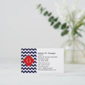 Carte De Visite Monogramme blanc Chevron rouge Quatrefoil (Debout devant)