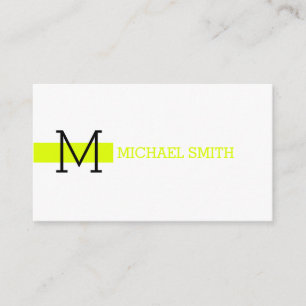 Carte De Visite Monogramme Blanc clair Élégant Chartreuse modern