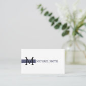 Carte De Visite Monogramme Blanc clair Élégant Indépendance modern (Debout devant)