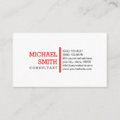 Carte De Visite Monogramme blanc clair élégant rouge moderne #2 (Dos)