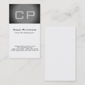 Carte de visite Monogramme blanc de bande grise ve (Devant / Derrière)