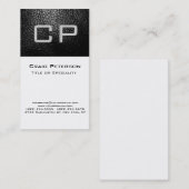 Carte de visite Monogramme blanc en cuir gris vert (Devant / Derrière)