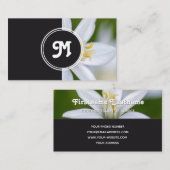 Carte De Visite Monogramme blanc fleuriste wedding planner gris (Devant / Derrière)