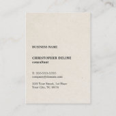 Carte De Visite Monogramme blanc gras beige texture grise moderne (Dos)