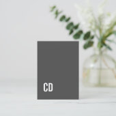 Carte De Visite Monogramme blanc gras beige texture grise moderne (Debout devant)