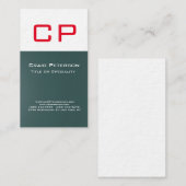 Carte De Visite Monogramme blanc gris ardoise vertical Luxe Premiu (Devant / Derrière)