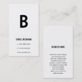 Carte De Visite Monogramme / Blanc / Minimal (Devant / Derrière)