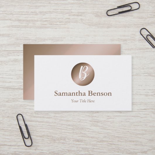 Carte De Visite Monogramme blanc minimaliste Rose moderne (Devant/Arrière en situation)