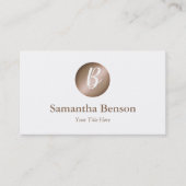 Carte De Visite Monogramme blanc minimaliste Rose moderne (Devant)