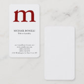 Carte De Visite monogramme blanc moderne rouge foncé (Devant / Derrière)
