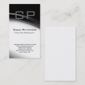 Carte de visite Monogramme blanc noir gris vertica (Devant / Derrière)