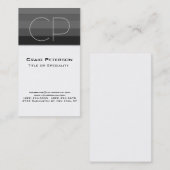 Carte de visite Monogramme blanc noir gris vertica (Devant / Derrière)