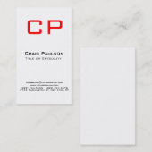 Carte de visite Monogramme blanc noir rouge vertic (Devant / Derrière)