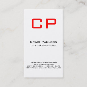 Carte de visite Monogramme blanc noir rouge vertic