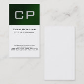 Carte de visite Monogramme blanc noir vert vertica (Devant / Derrière)