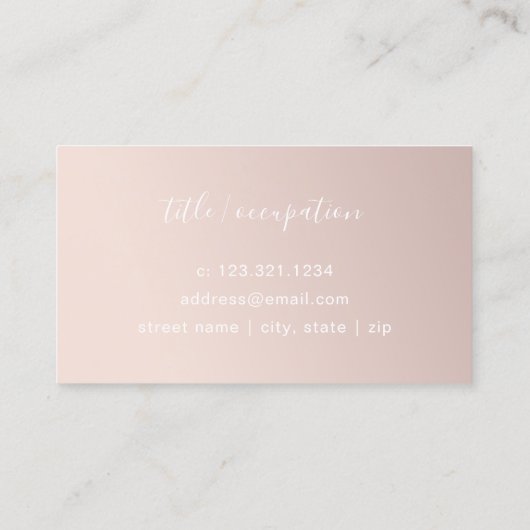 Carte De Visite Monogramme blanc or rose minimal moderne  (Dos)