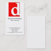 Carte De Visite Monogramme blanc rouge moderne et tendance (Devant / Derrière)