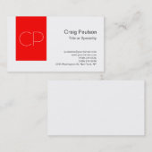 Carte de visite Monogramme blanc rouge simple tend (Devant / Derrière)