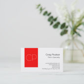 Carte de visite Monogramme blanc rouge simple tend (Debout devant)