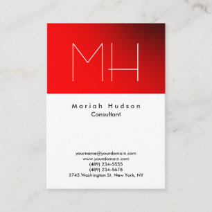 Carte De Visite Monogramme blanc rouge tendance professionnel