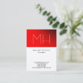 Carte De Visite Monogramme blanc rouge tendance professionnel (Debout devant)