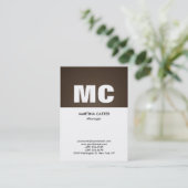 Carte De Visite Monogramme blanc sépia vertical professionnel mode (Debout devant)