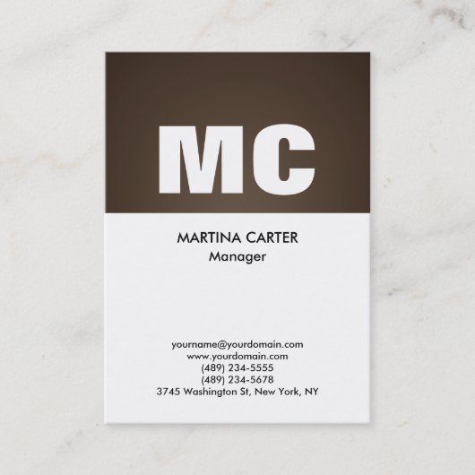 Carte De Visite Monogramme blanc sépia vertical professionnel mode (Devant)
