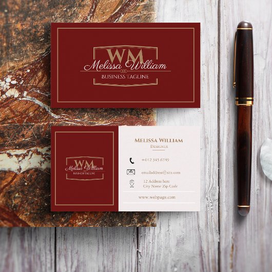 Carte De Visite Monogramme blanc simple