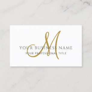 Carte De Visite Monogramme blanc simple minimal