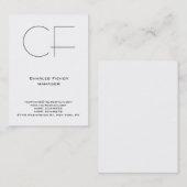 Carte De Visite Monogramme blanc simple simple et tendance (Devant / Derrière)
