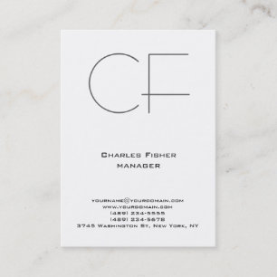 Carte De Visite Monogramme blanc simple simple et tendance