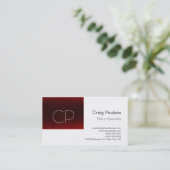 Carte de visite Monogramme blanc Trend Dark Red St (Debout devant)