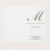 Carte De Visite Monogramme Blanc Unique Plain Moderne (Extérieur déplié)