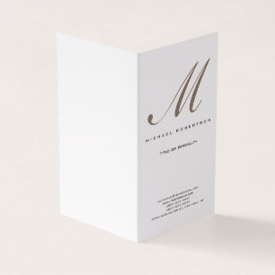 Carte De Visite Monogramme Blanc Unique Plain Moderne