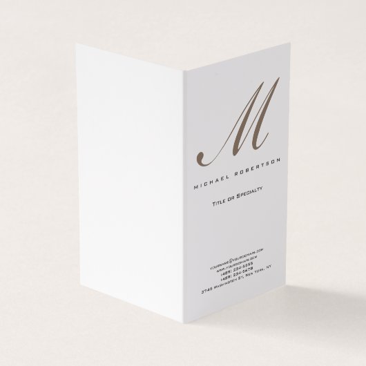 Carte De Visite Monogramme Blanc Unique Plain Moderne (Extérieur)