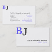 Carte De Visite Monogramme bleu (Devant / Derrière)