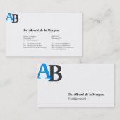 Carte De Visite Monogramme bleu (Devant / Derrière)