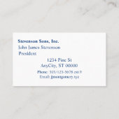 Carte de visite - Monogramme bleu avec bordure con (Dos)