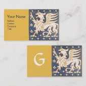 CARTE DE VISITE MONOGRAMME BLEU BLANC OR IMAGINAIRE GRIFFIN (Devant / Derrière)