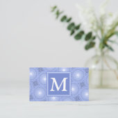 Carte De Visite Monogramme bleu cercles motif (Debout devant)